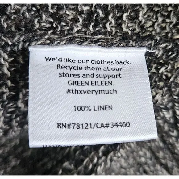 EILEEN FISHER Women's Petite L PL Linen Sweater Black Beige Center Seam Bust 36" - Picture 8 of 8